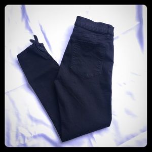 Loft modern skinny black denim with ankle ties